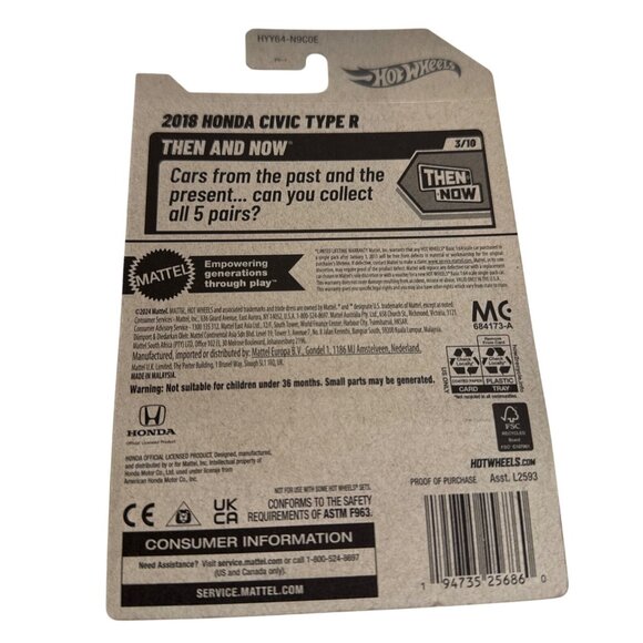 Hot Wheels 2018 Honda Civic Type R Red HW Then and Now 3/10 137/365 1:64 - Picture 2 of 6